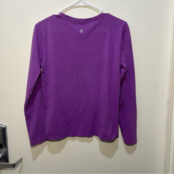 Life is Good Relaxed Fit Purple “Love” Floral Long Sleeve Top Size Small - Picture 4 of 8